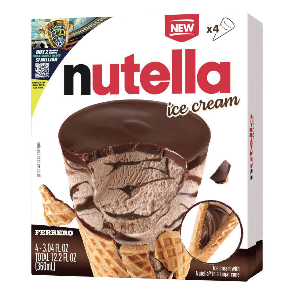 Nutella Hazelnut Flavored Ice Cream Cones 4 Count 12.2 Fl Oz