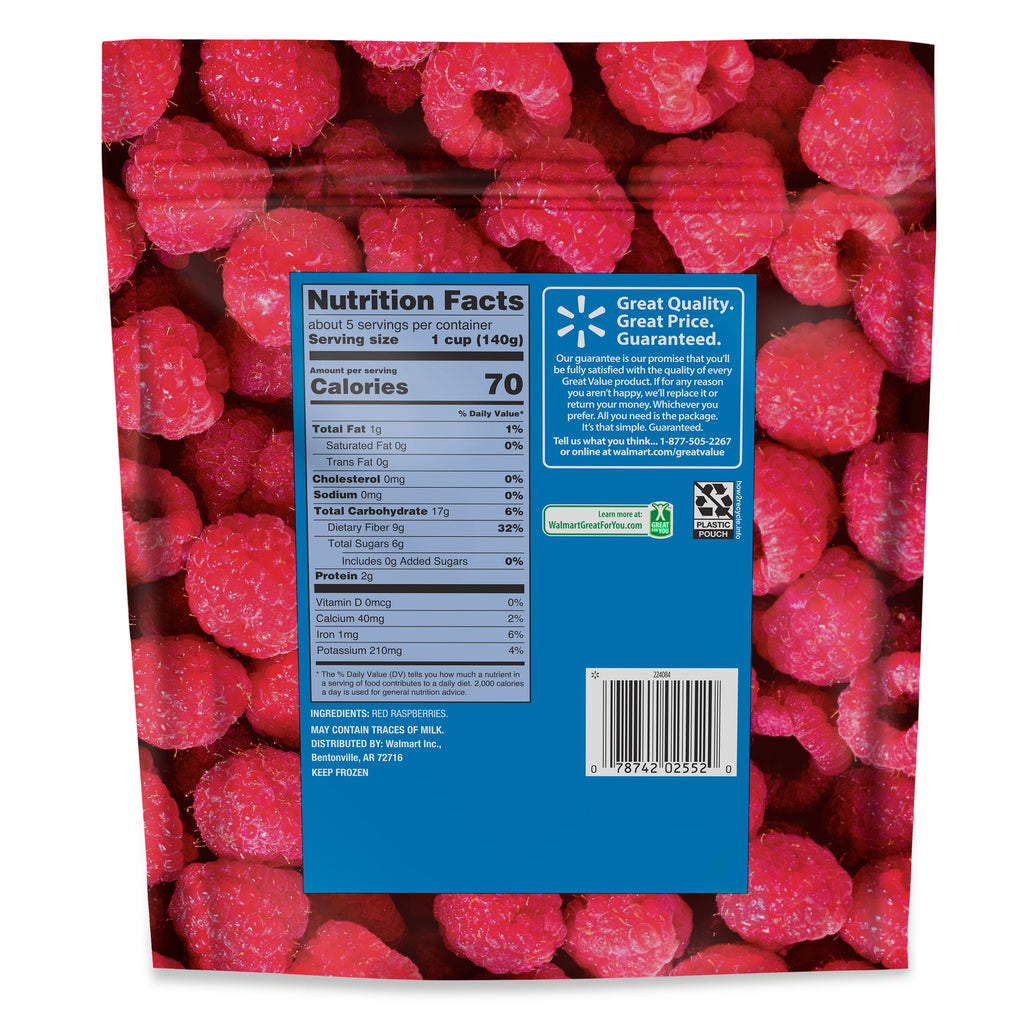 Great Value Red Raspberries Frozen 24 Oz