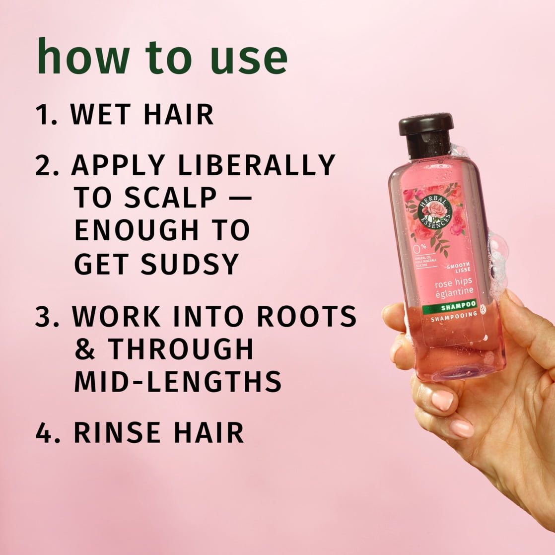 Herbal Essences Rose Hips Smooth Shampoo Travel Size 3.38 fl oz