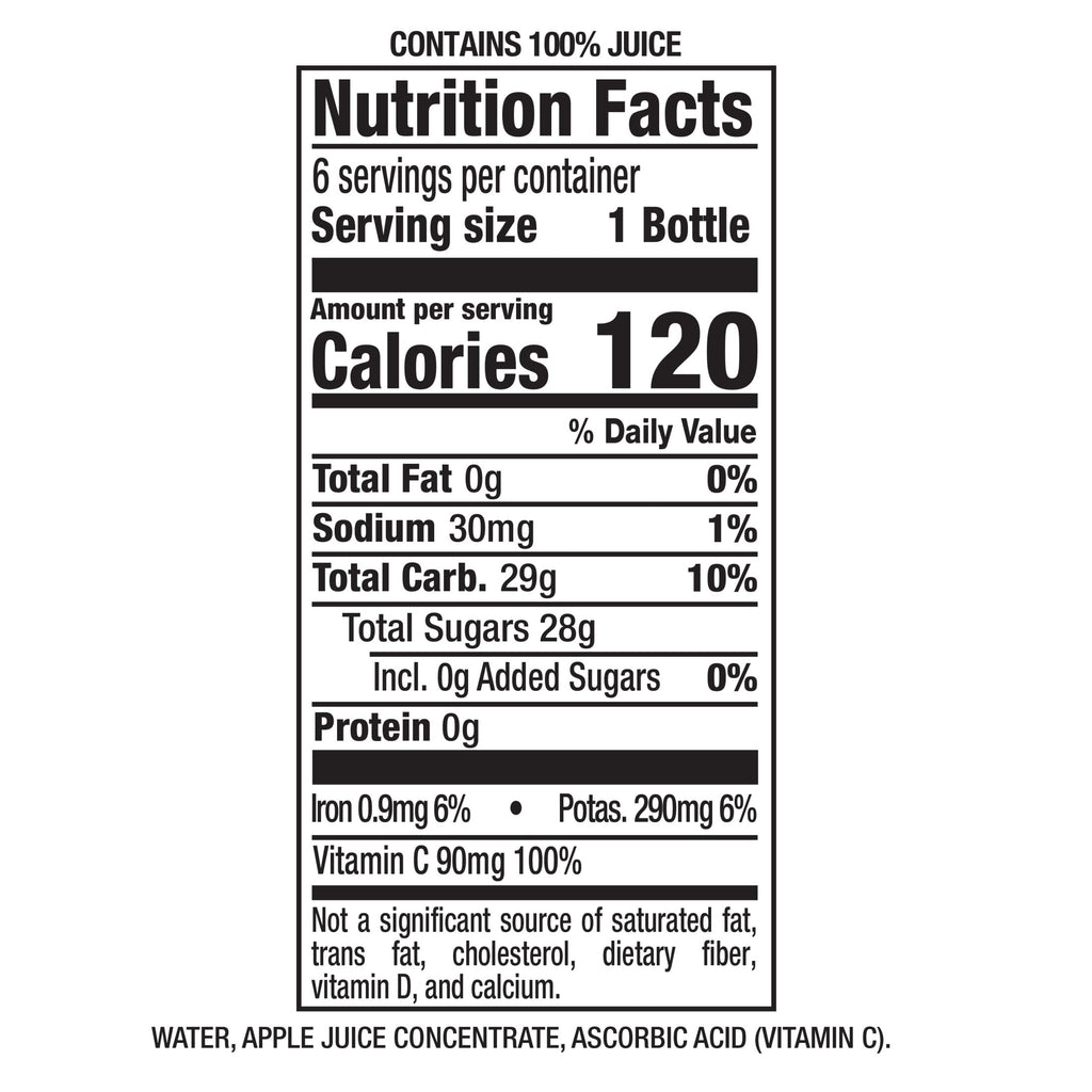 Mott's 100% Apple Juice Pulp-Free 8 fl oz 6 Count Bottles