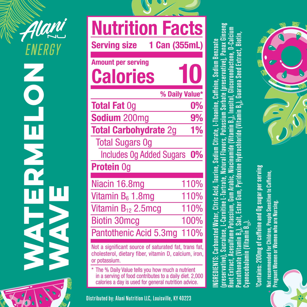 Alani Nu Watermelon Wave Energy Drink 12 fl oz Single Can