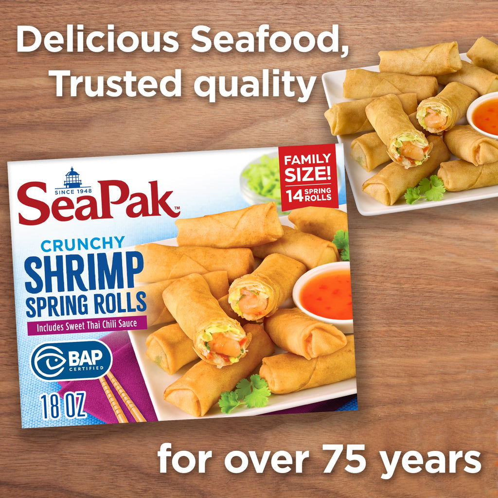 SeaPak Shrimp Spring Rolls Sweet Thai Chili Sauce Frozen 18 Oz 14 Count