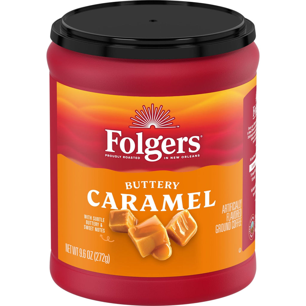 Folgers Buttery Caramel Artificially Flavored Medium Roast Ground Coffee 9.6 oz Canister