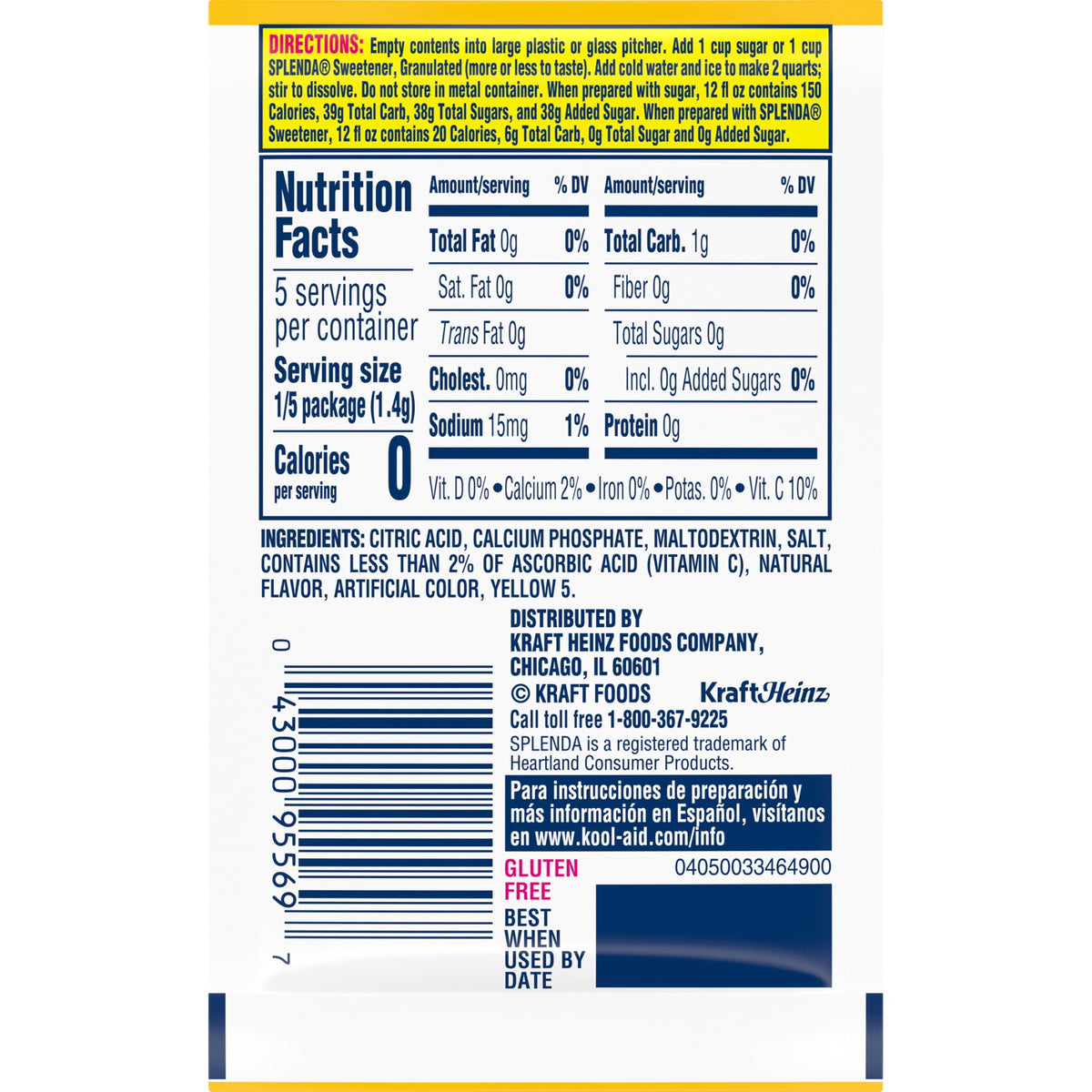 Kool-Aid Unsweetened Lemonade Drink Mix Packet 0.23 oz