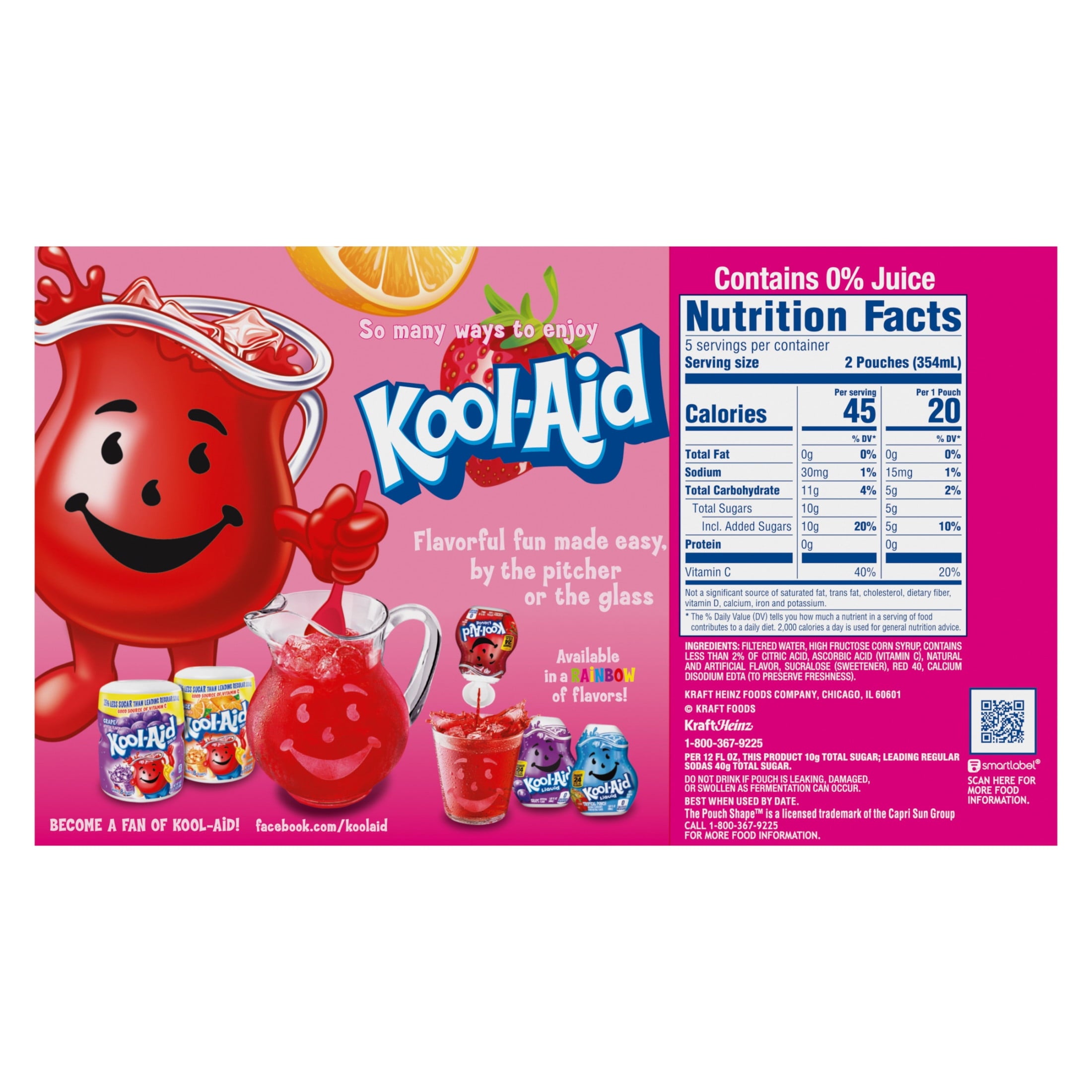 Kool-Aid Jammers Sharkleberry Fin Strawberry Orange Punch Drink Pouches 10 Count 6 fl oz