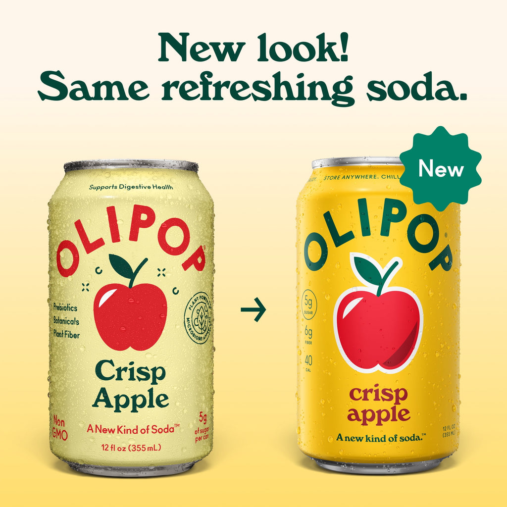 OLIPOP 6g Fiber Prebiotic Soda Crisp Apple 12 Fl Oz 4 Pack
