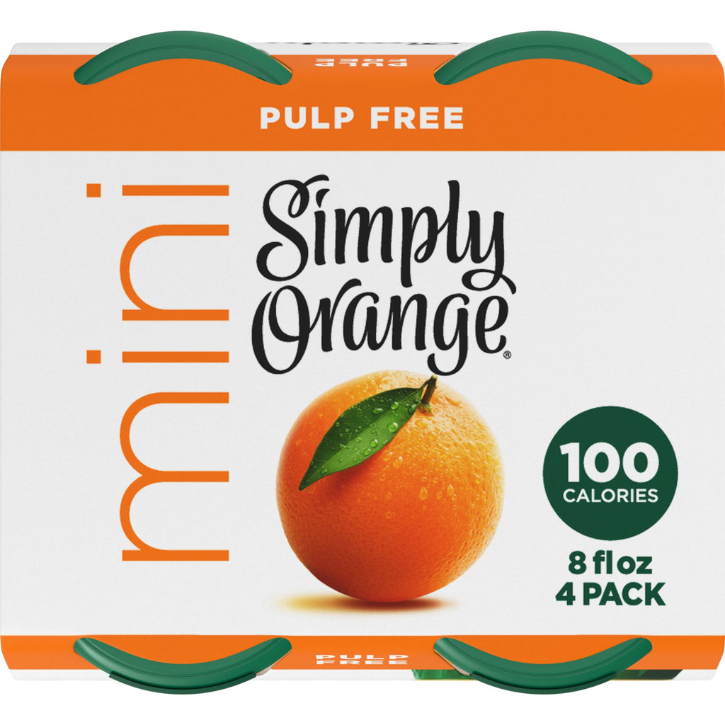 Simply Orange Pulp-Free Orange Juice 8 fl oz 4 Pack