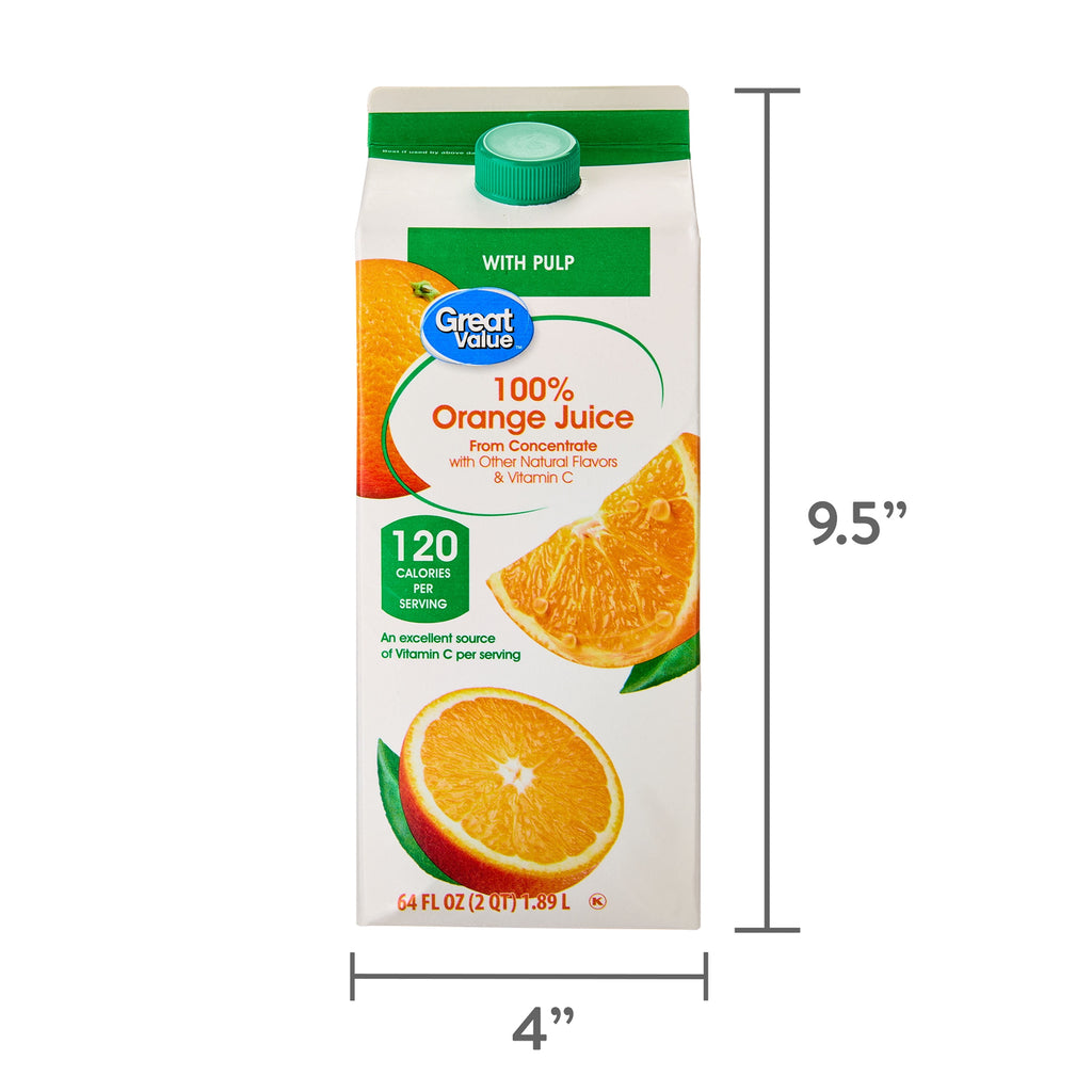 Great Value 100% Orange Juice From Concentrate With Pulp 64 fl oz