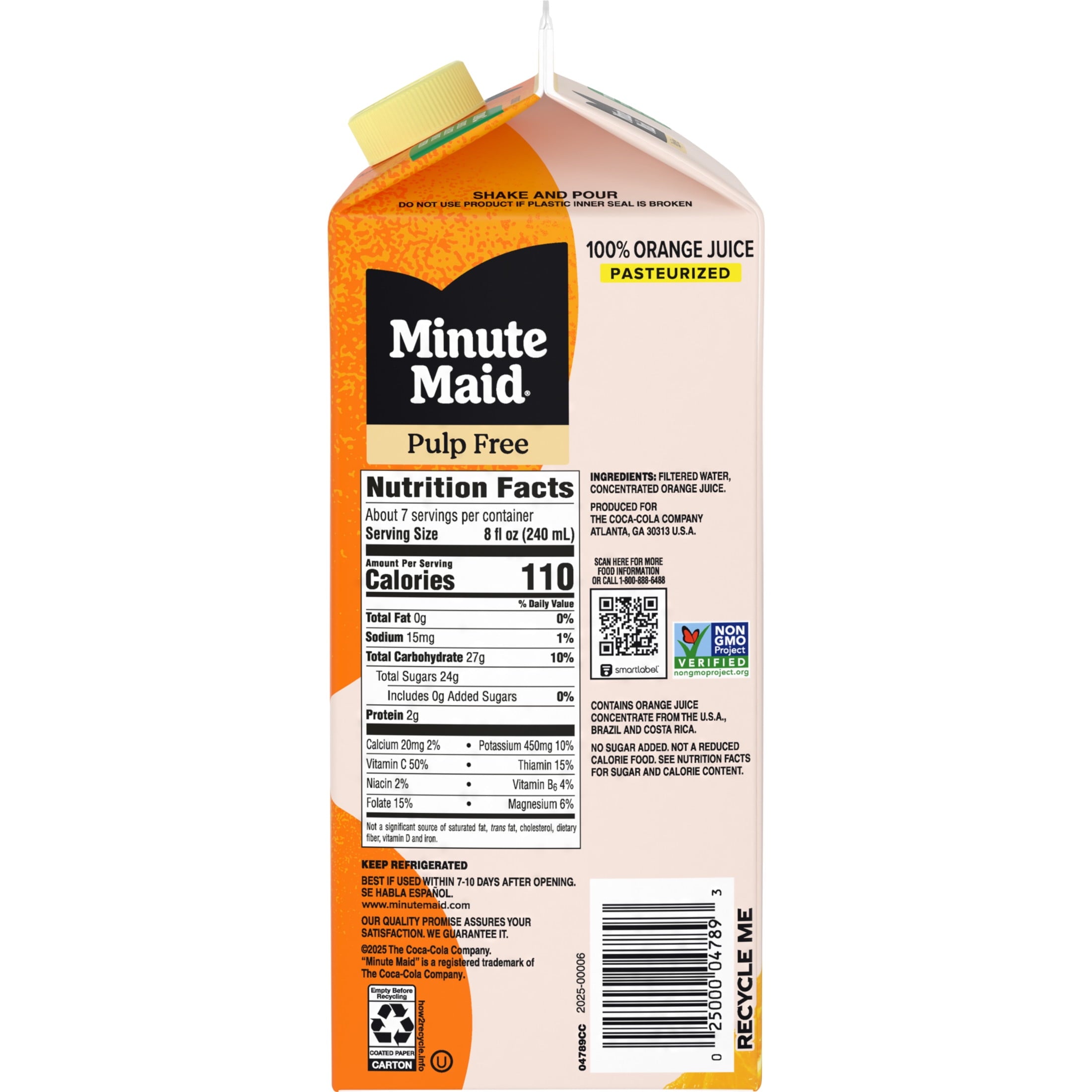 Minute Maid Pulp Free Orange Juice 59 fl oz Carton
