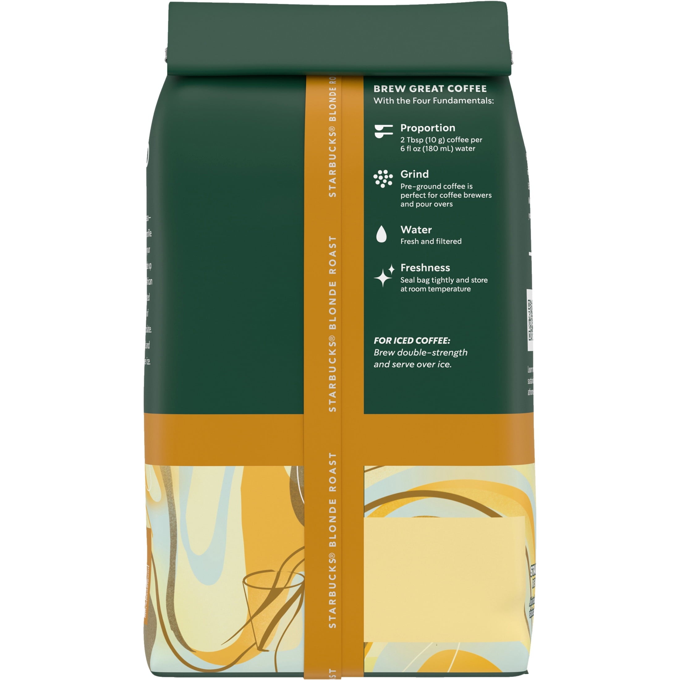 Starbucks Blonde Espresso Roast Naturally Caffeinated Light Ground Coffee 12 oz Bag