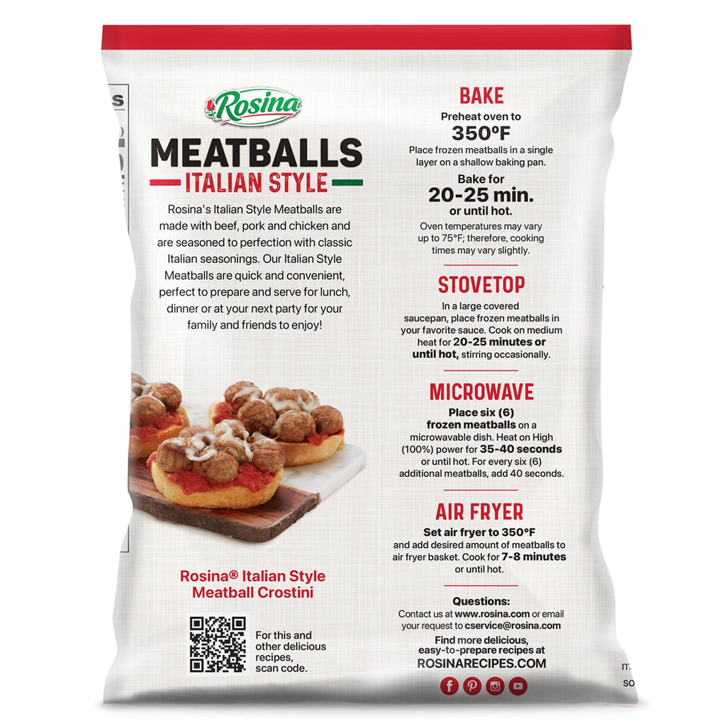 Rosina Italian Style Frozen Meatballs 26 Oz Bag