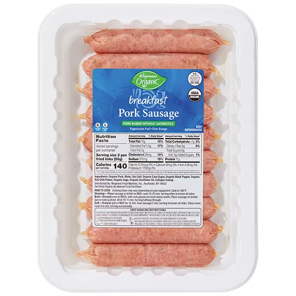 Wegmans Organic Breakfast Pork Sausage-Avg. 0.7 lb