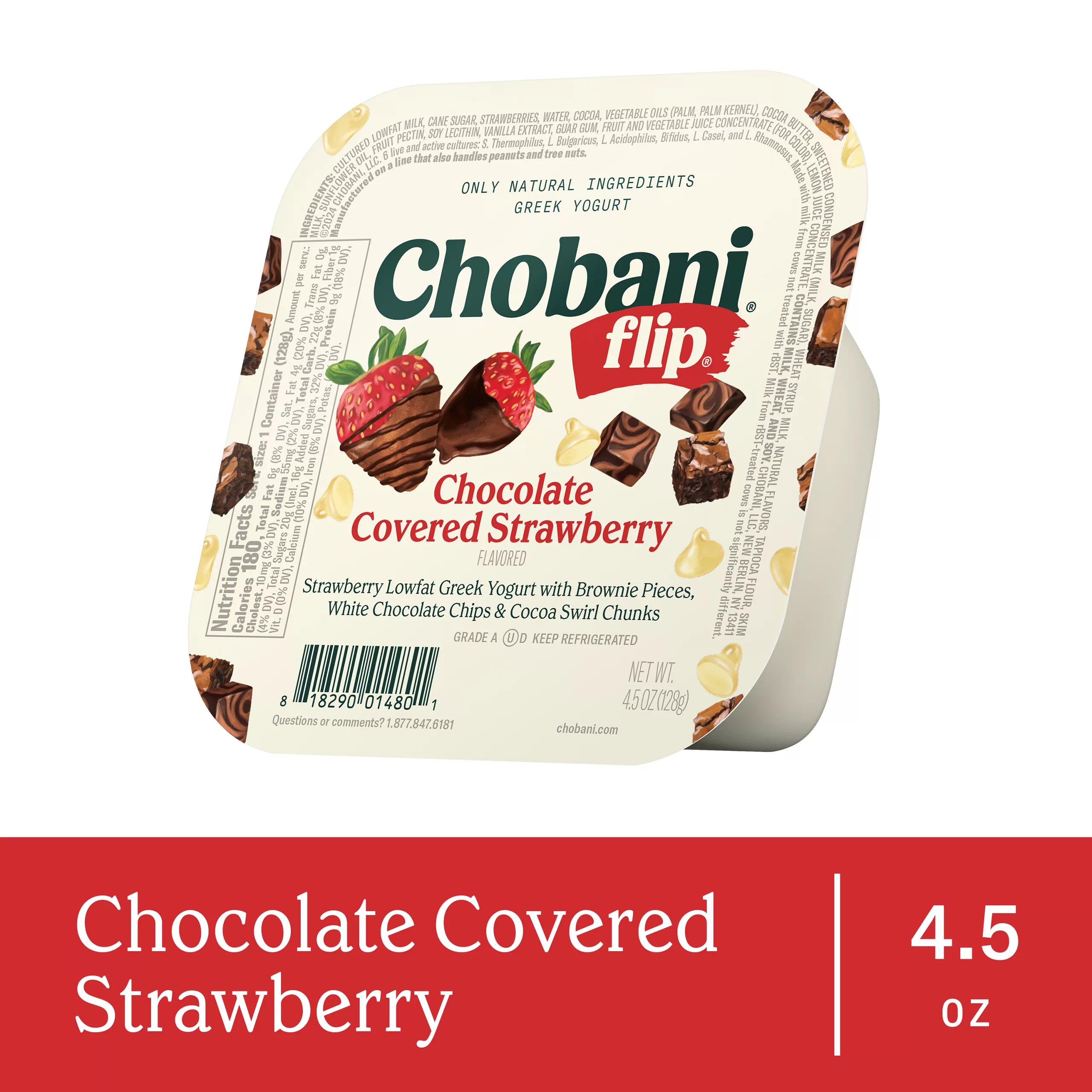 Chobani Flip Chocolate Covered Strawberry Flavored Greek Yogurt
4.5 ounce