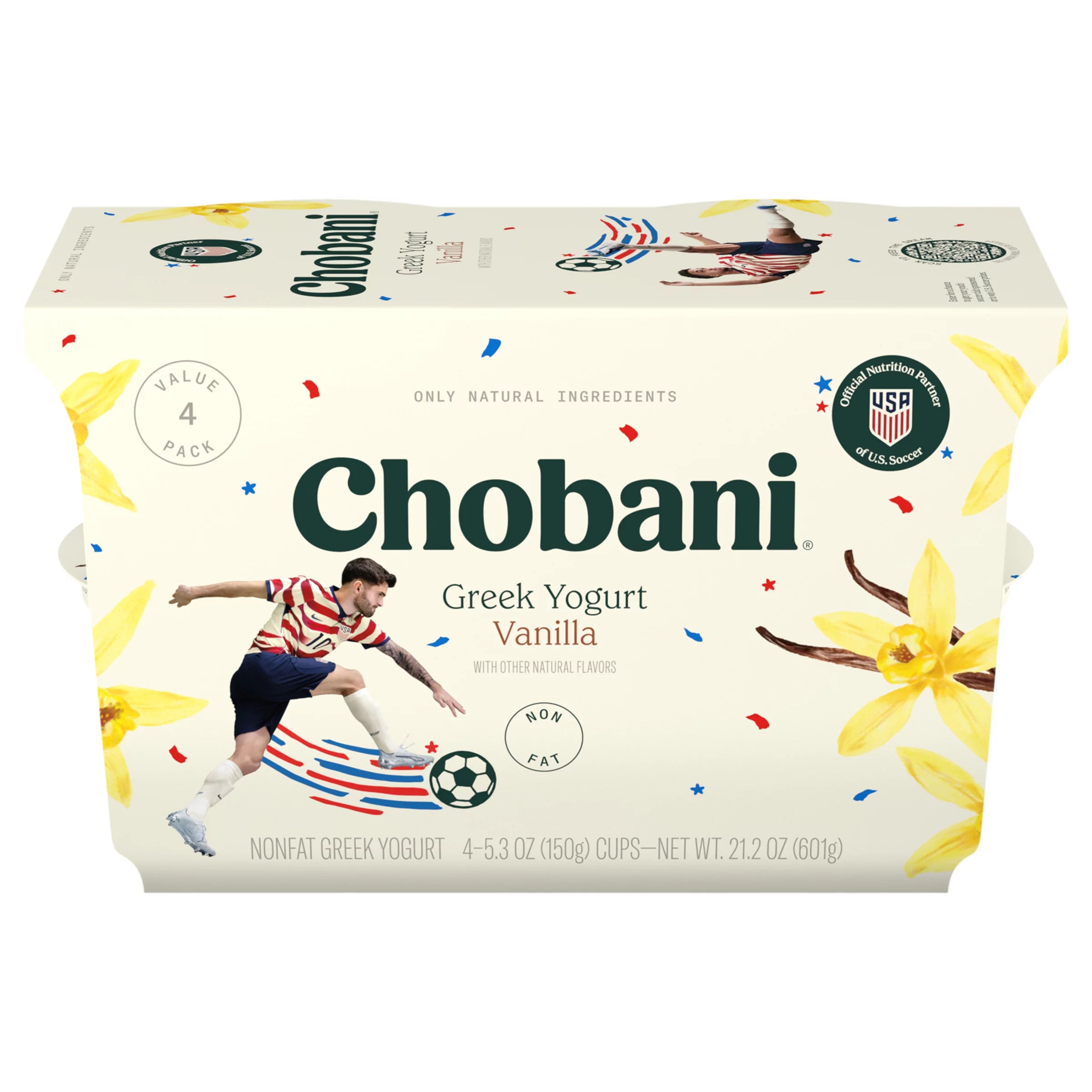 Chobani Nonfat Greek Vanilla Yogurt Value Pack, 4 Count