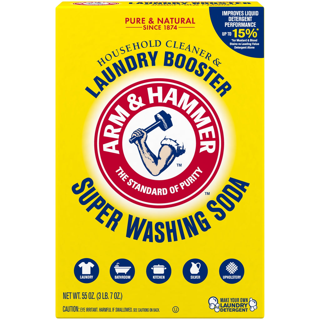 ARM & HAMMER Super Washing Soda Laundry Detergent Booster & Household Cleaner 55 oz