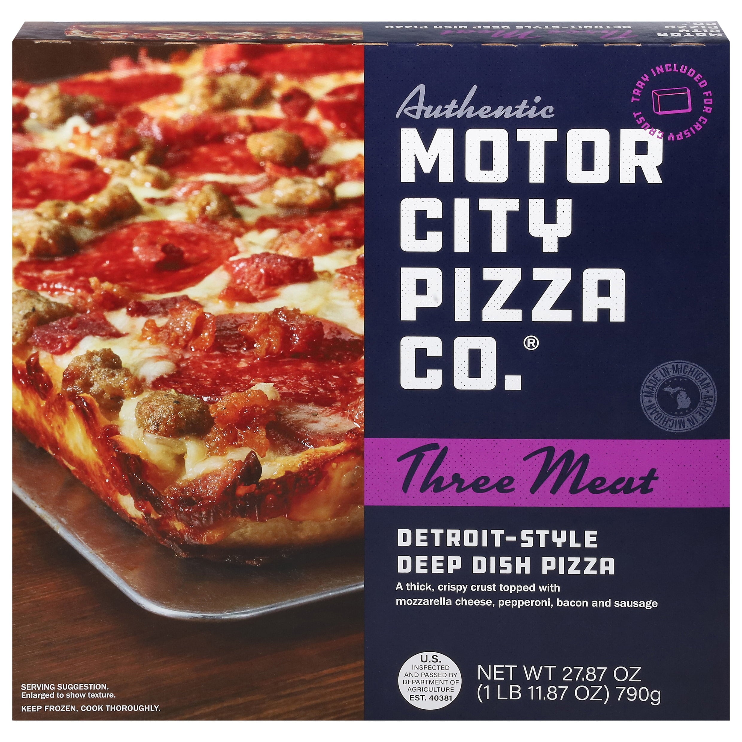 Authentic Motor City Pizza Co. Three Meat Detroit-Style Frozen Pizza 27.87 Oz