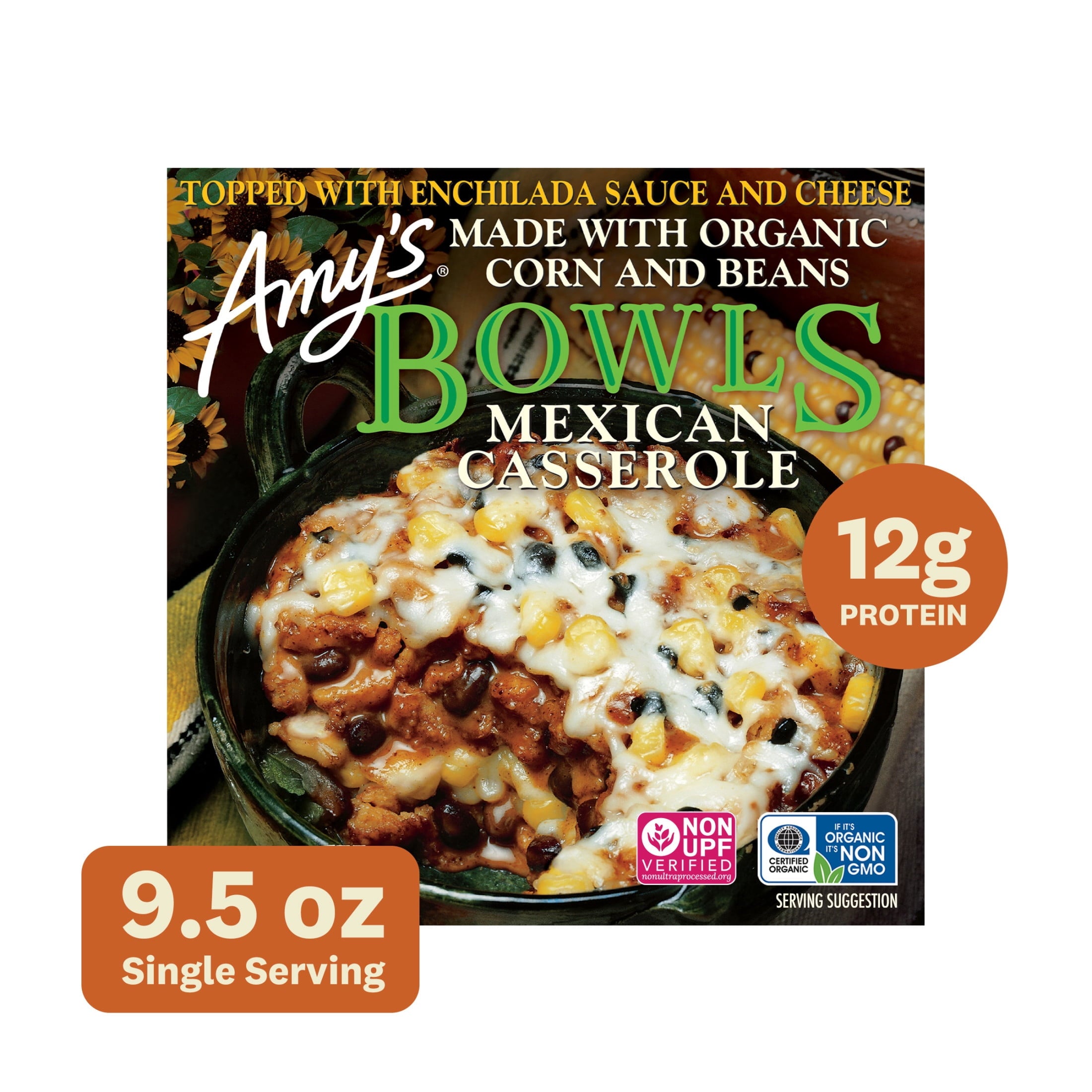 Amy's Kitchen Mexican Casserole Bowl Frozen Meal 9.5 Oz