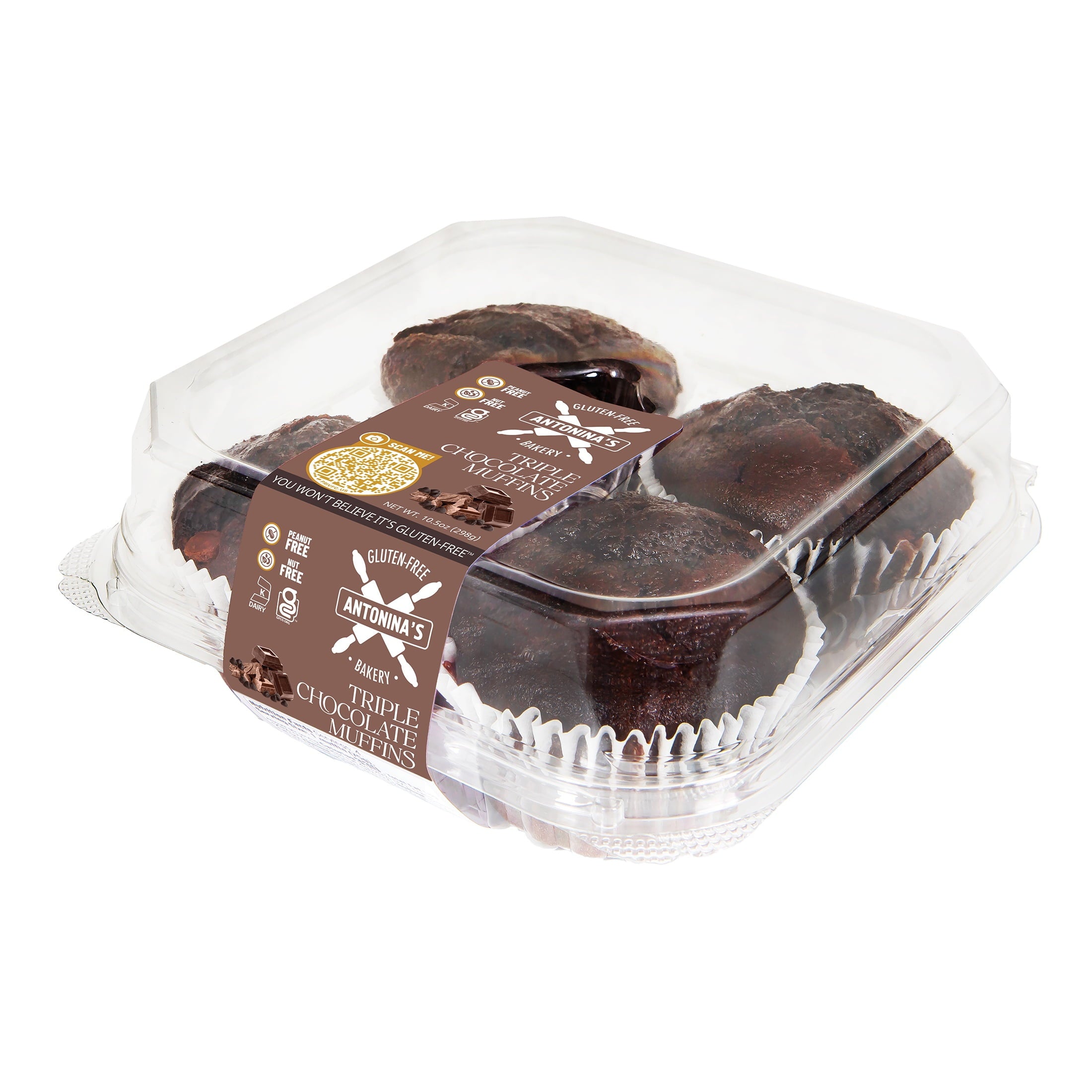 Frozen Triple Chocolate Muffins 10.5 Oz 4 Count Antonina's Gluten-Free Bakery