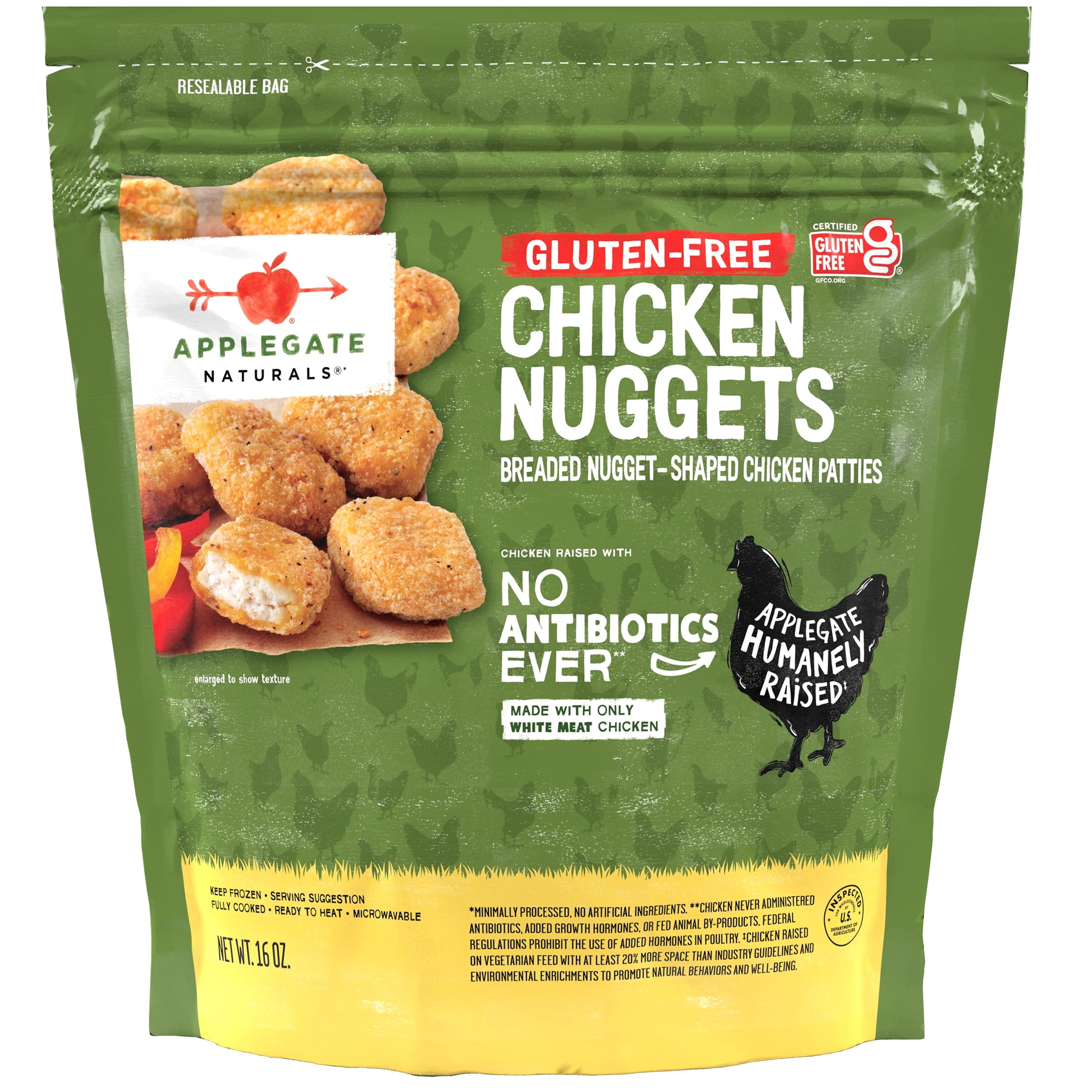 Applegate Natural Gluten Free Chicken Nuggets Frozen 16 Oz