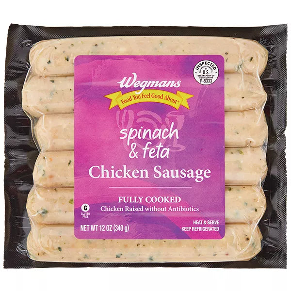 Wegmans Fully Cooked Spinach & Feta Chicken Sausage-12 oz