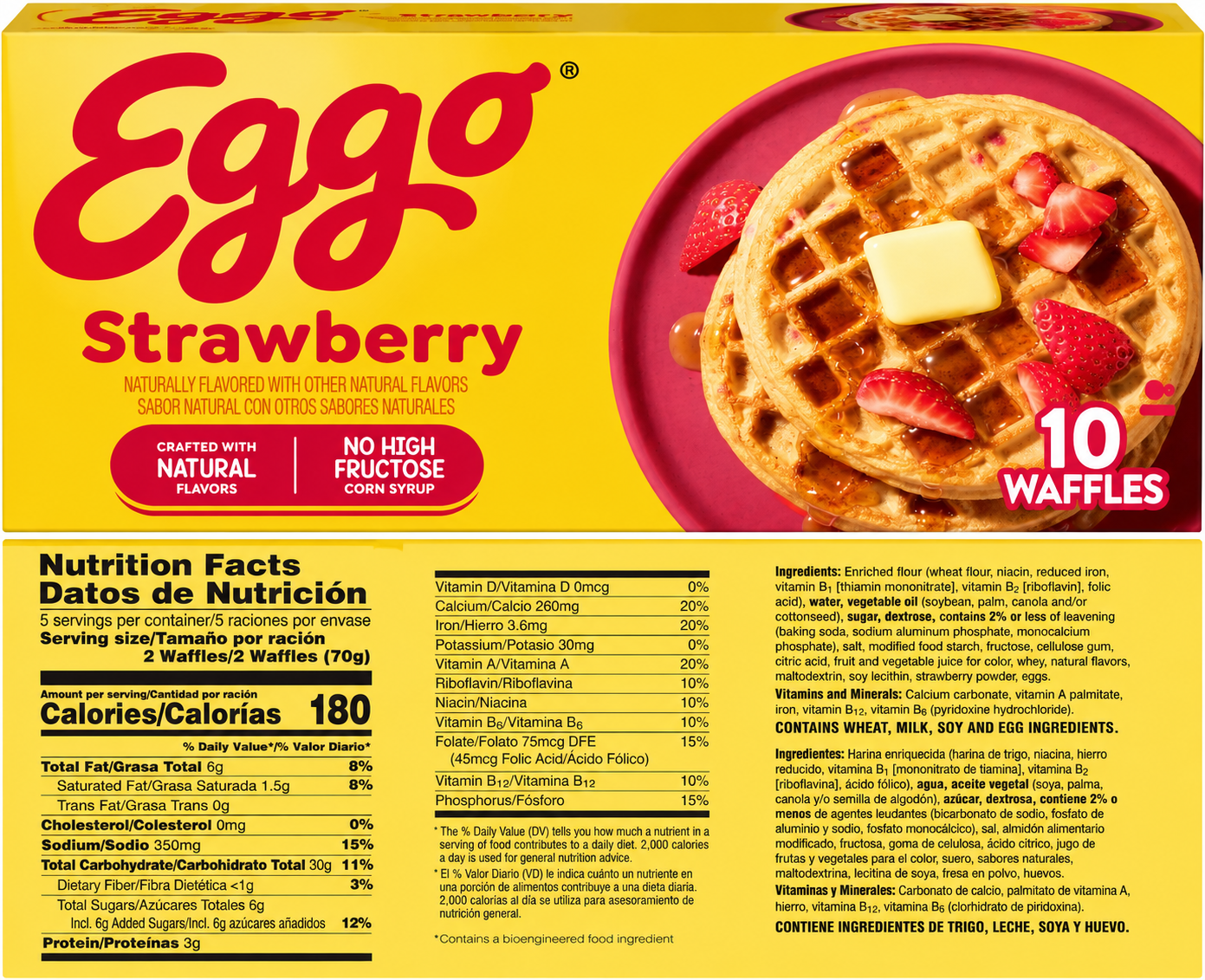 Eggo Strawberry Frozen Waffles, Naturally Flavored, 10 Count