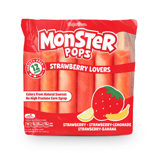 Budget Saver Monster Pops Strawberry Lovers 12 Count 36 Fl Oz