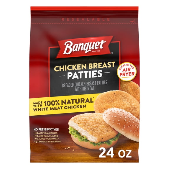 Banquet Chicken Breast Patties Frozen Meal 24 Oz