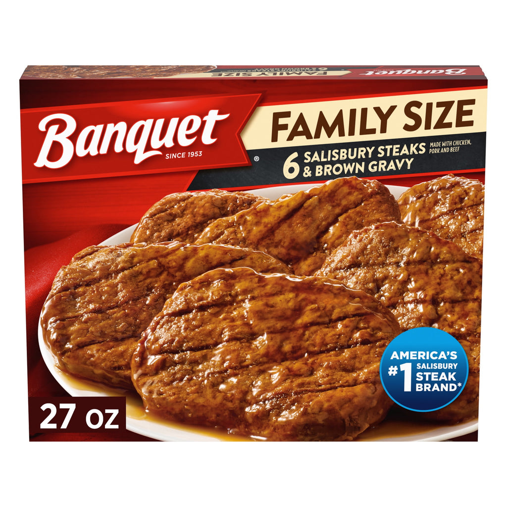Banquet Salisbury Steaks & Brown Gravy Frozen Family Meal 27 Oz