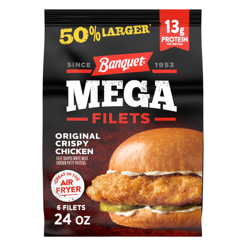 Banquet Mega Crispy Chicken Filets Original Frozen 24 Oz 8 Count