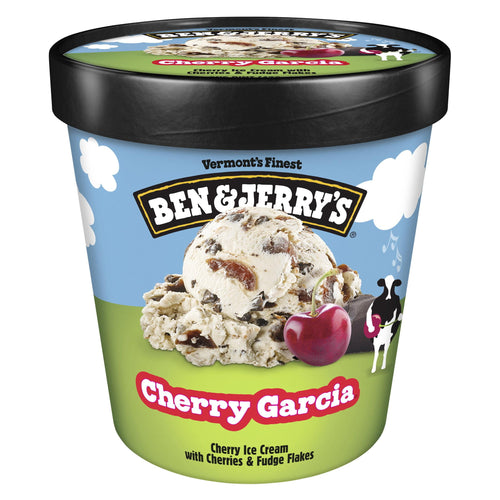 Ben & Jerry's Cherry Garcia Cherry Fudge Flakes Ice Cream Pint 16 Oz