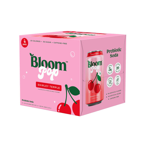 Bloom Nutrition Pop Shirley Temple Prebiotic Soda Cans 12 Fl Oz 4 Pack