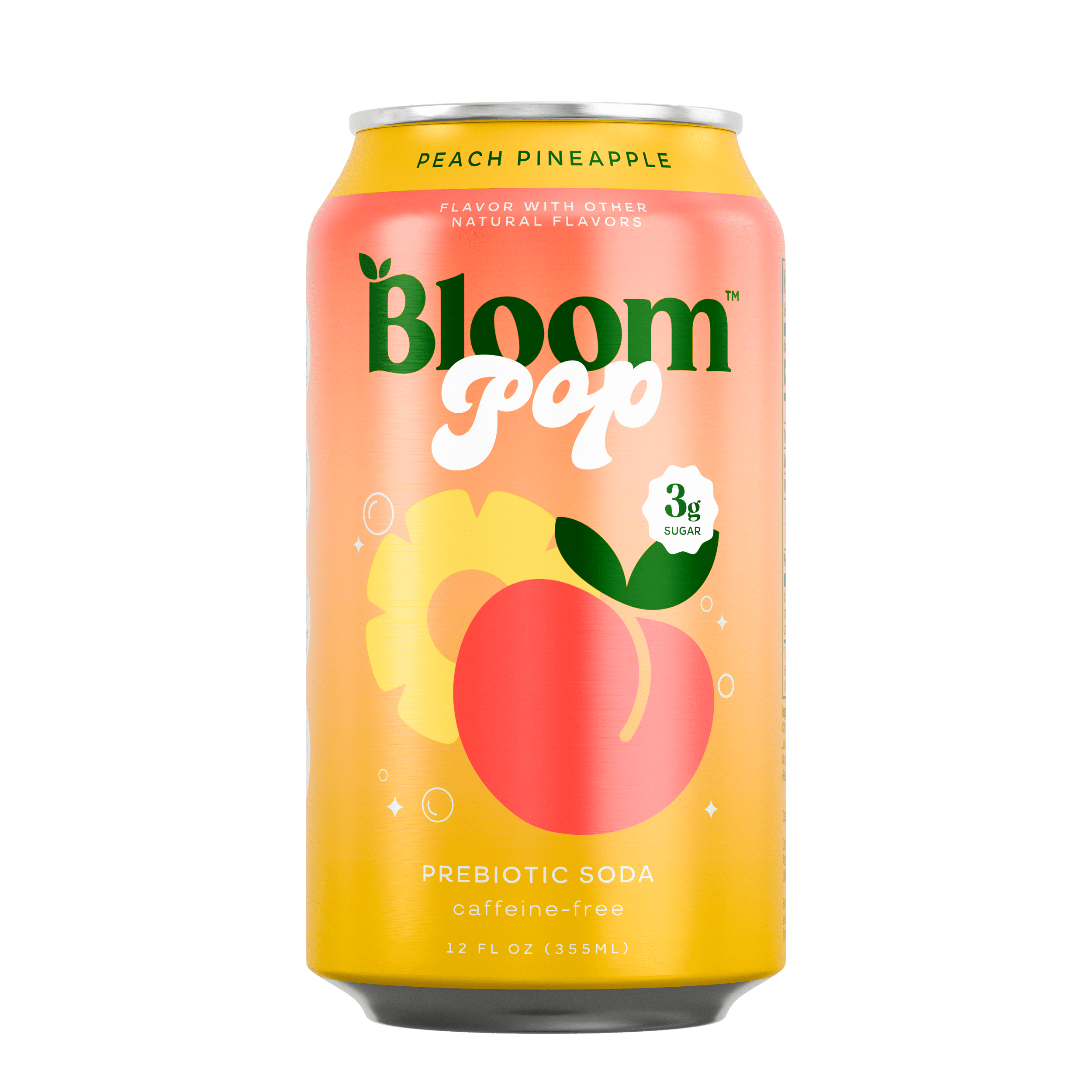 Bloom Nutrition Pop Prebiotic Soda Peach Pineapple Can 12 Fl Oz