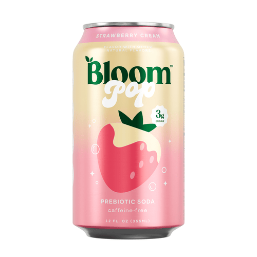 Bloom Pop Strawberries & Cream Prebiotic Soda Can 12 Fl Oz