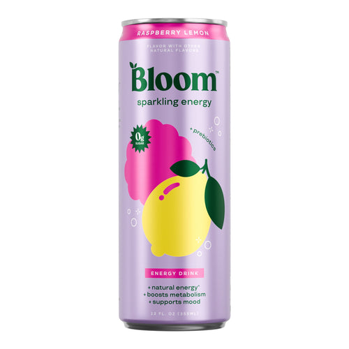 Bloom Nutrition Sparkling Energy Raspberry Lemon Energy Drink 12 fl oz Single Can