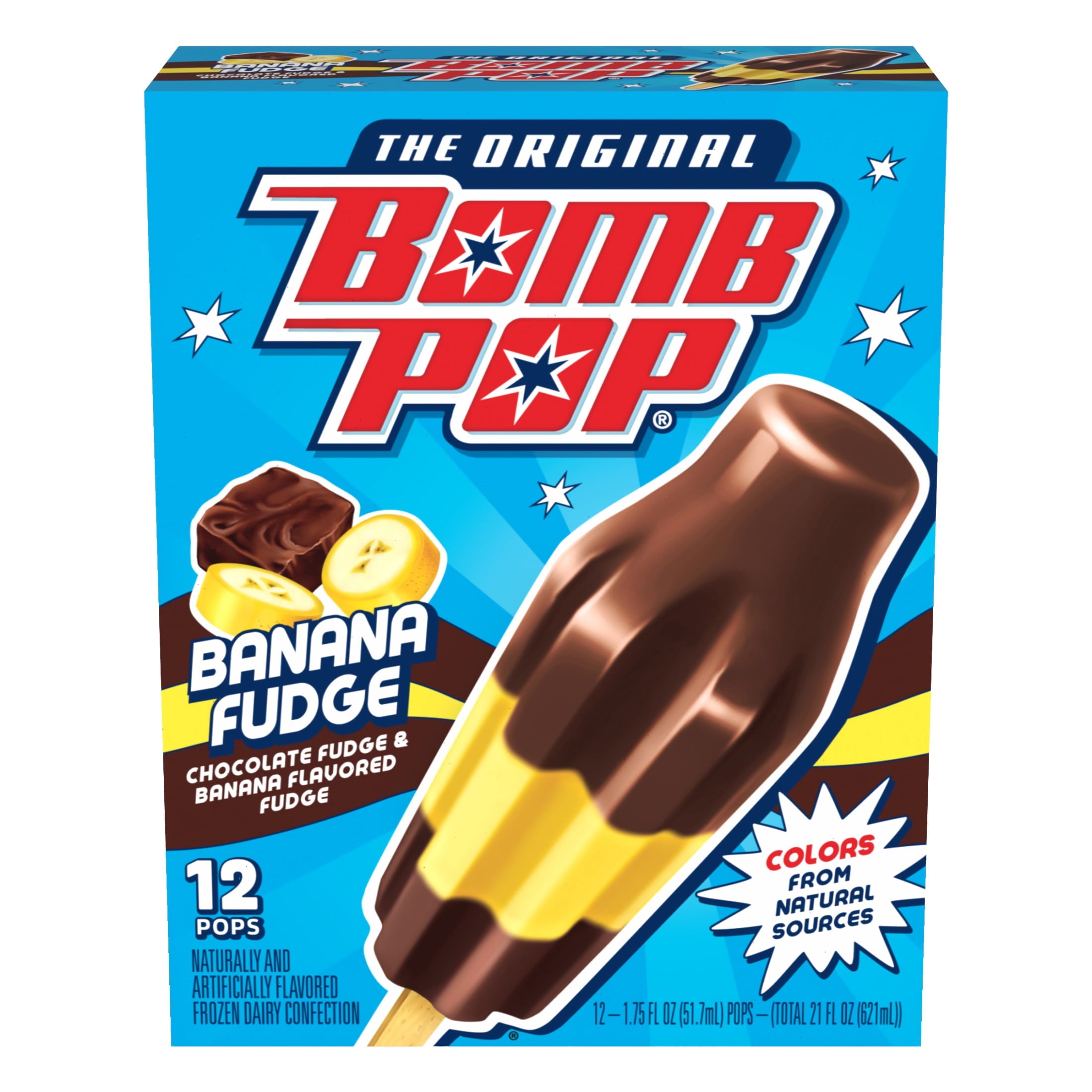 Bomb Pop Banana Fudge Freeze Ice Pop Frozen Dessert 12 Count 21 Fl Oz