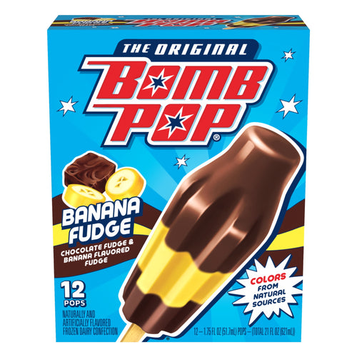 Bomb Pop Banana Fudge Freeze Ice Pop Frozen Dessert 12 Count 21 Fl Oz