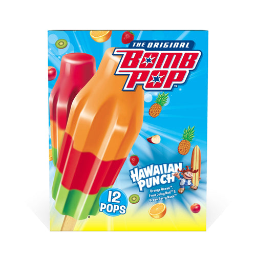 Bomb Pop Hawaiian Punch Freeze Ice Pops 12 Count 21 Fl Oz