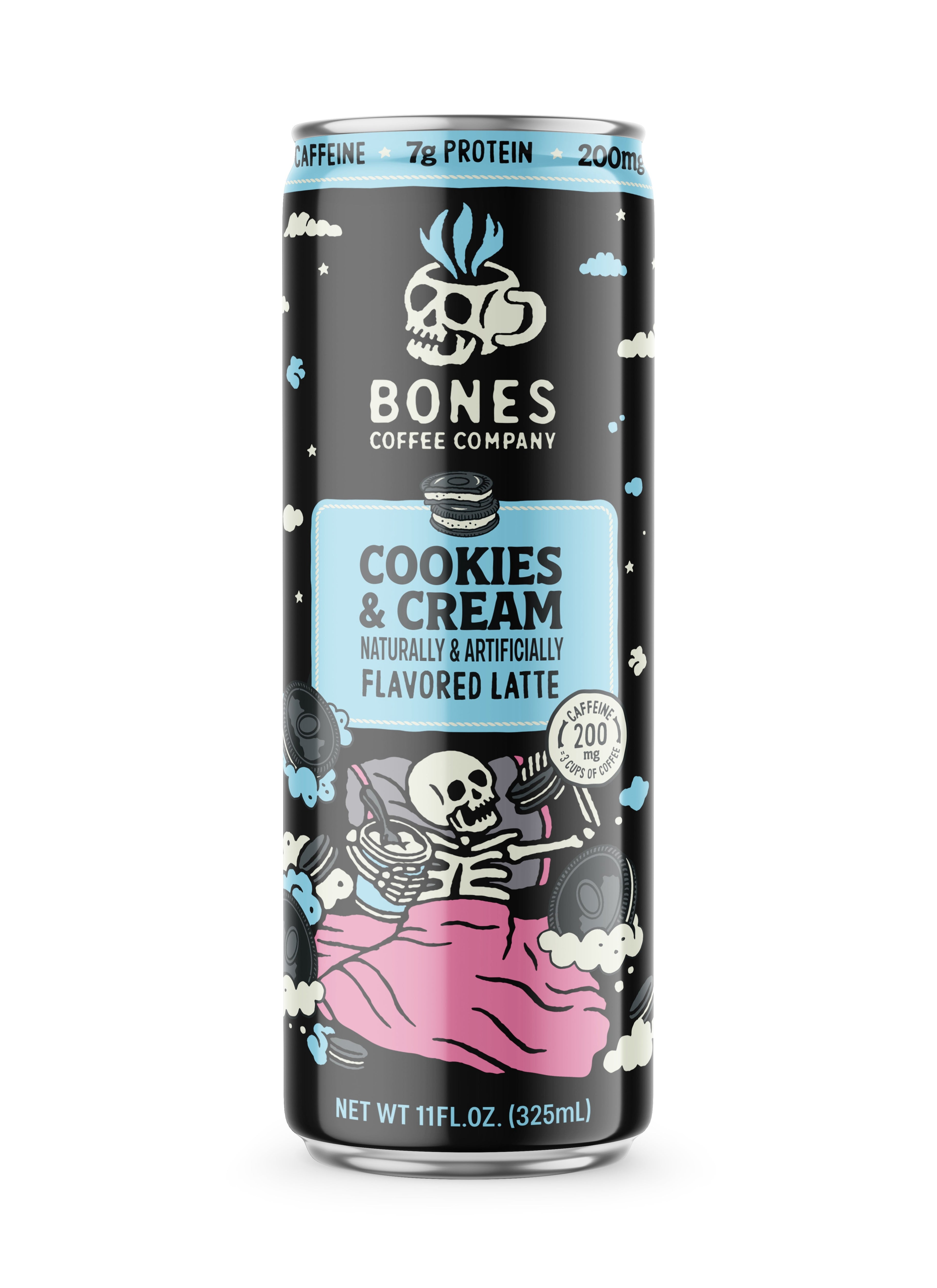 Bones Coffee Cookies N' Dreams Naturally Caffeinated Medium Roast Latte 11 fl oz Can