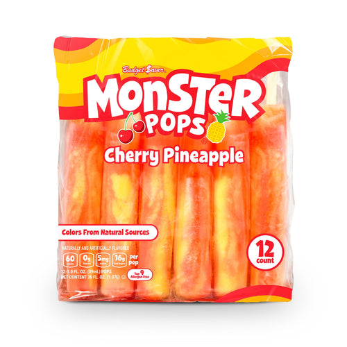 Budget Saver Monster Pops Cherry Pineapple 12 Count 36 Fl Oz