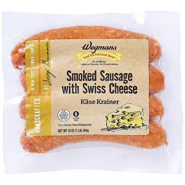 Wegmans Kase Krainer Smoked Sausage with Swiss Cheese-16 ounce