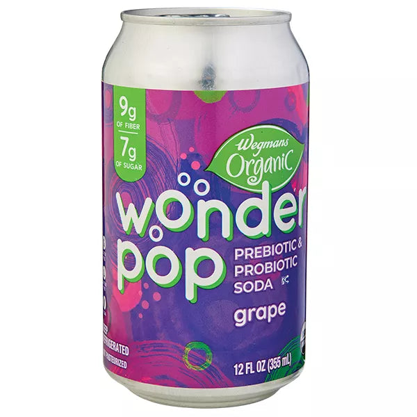 Wegmans Organic Wonder Pop Grape Soda Prebiotic & Probiotic Drink 12 fl. oz.