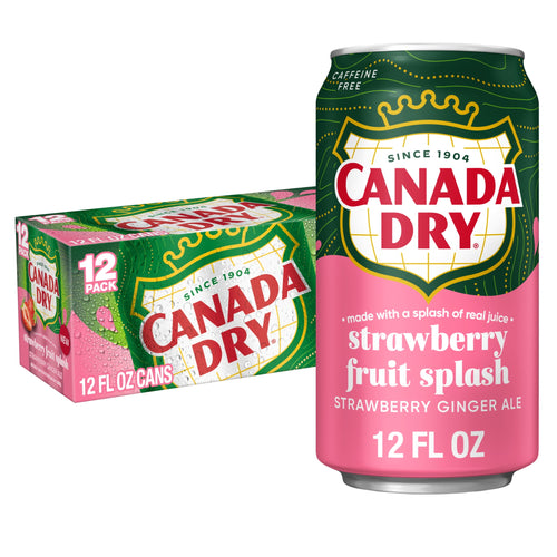 Canada Dry Caffeine Free Fruit Splash Strawberry Ginger Ale Soda Pop Cans 12 Fl Oz 12 Pack