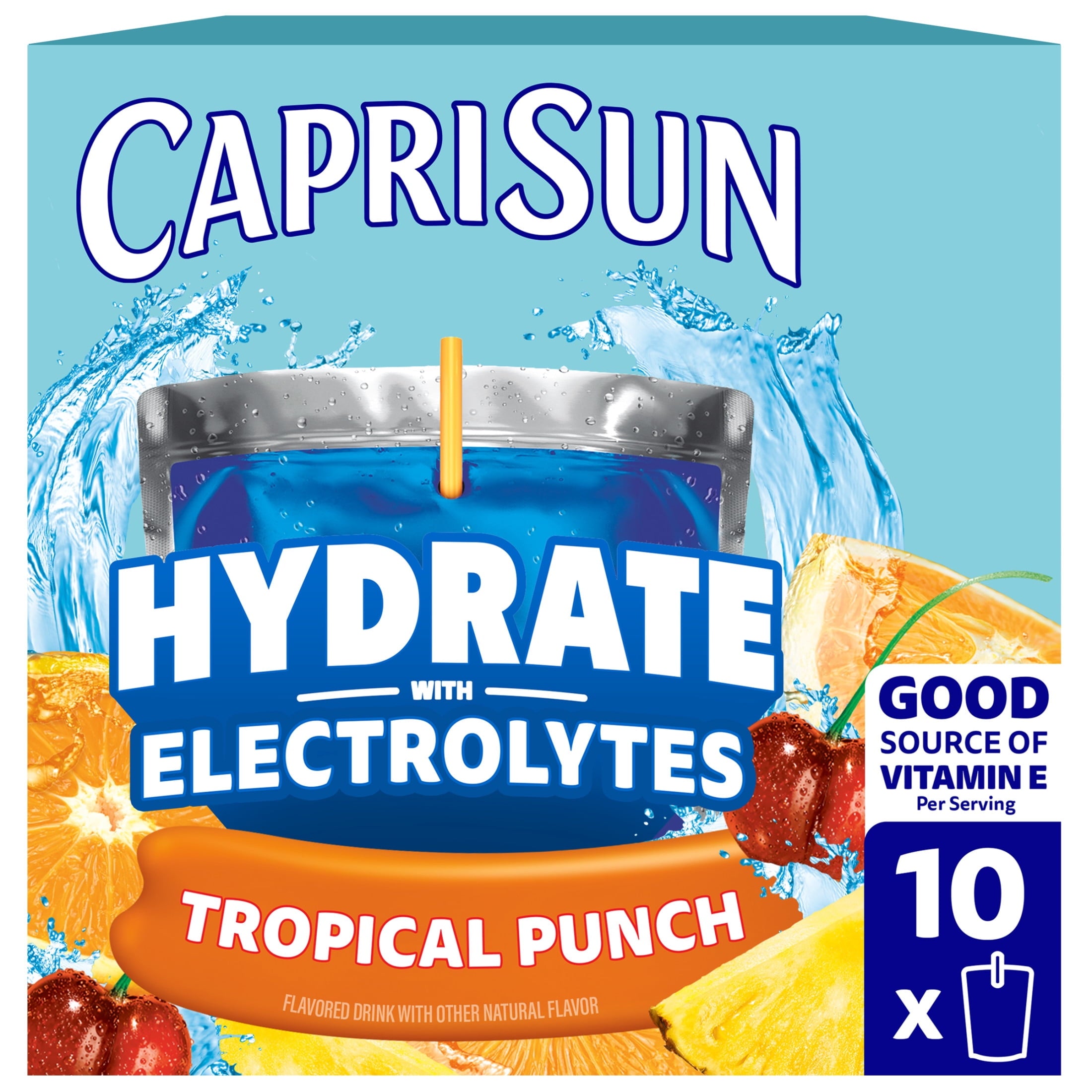 Capri Sun Hydrate with Electrolytes Tropical Punch Flavored Drink 6 fl oz Pouches 10 Count