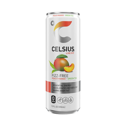 CELSIUS Essential Peach Mango Green Tea Energy Drink 12 fl oz Single Can