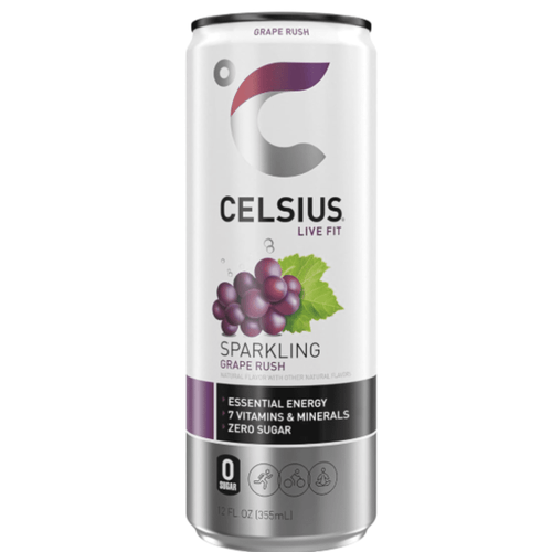 CELSIUS Sparkling Grape Rush Functional Energy Drink 12 fl oz Single Can