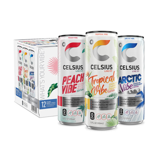 CELSIUS Sparkling Vibe Variety Pack Functional Energy Drink 12 fl oz 12 Pack Cans