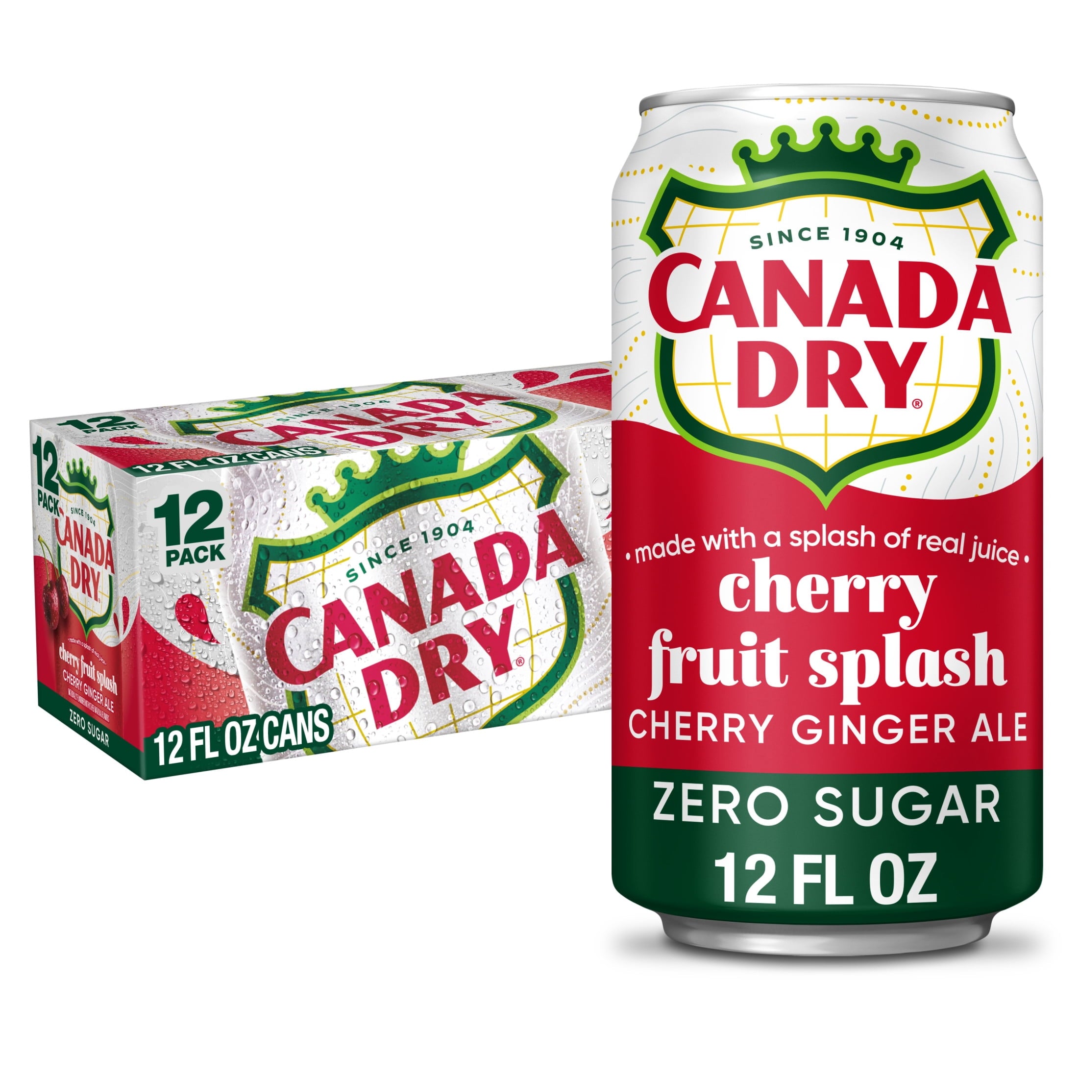 Canada Dry Zero Sugar Fruit Splash Cherry Ginger Ale Soda Pop Cans 12 Fl Oz 12 Pack