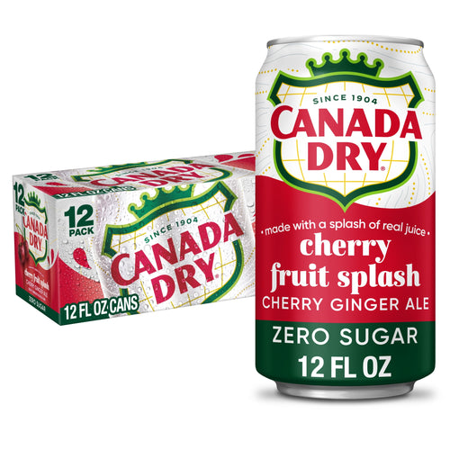 Canada Dry Zero Sugar Fruit Splash Cherry Ginger Ale Soda Pop Cans 12 Fl Oz 12 Pack