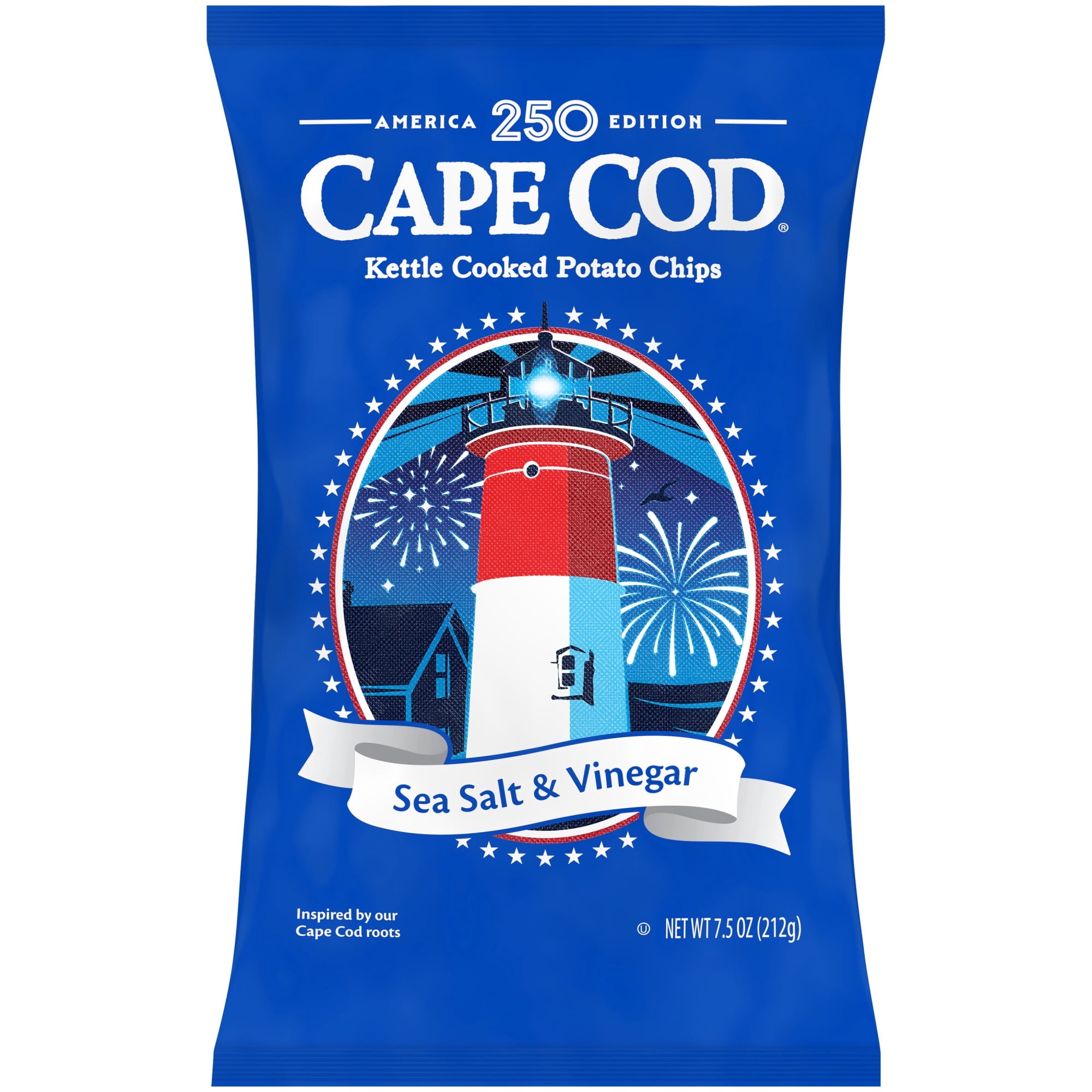Sea Salt & Vinegar Kettle Cooked Potato Chips 7.5 Oz Cape Cod