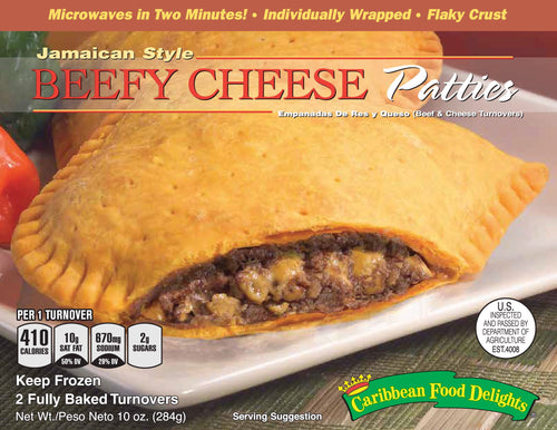 Caribbean Food Delights Jamaican Style Beefy Cheese Patties 10 Oz Frozen 2 Count
